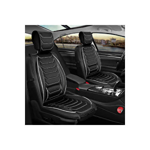 Bmw 2 Seri̇si̇ 216d Uyumlu Lüx Deri Oto Koltuk Kılıfı Ön Arka Takım Anka Si̇yah Beyaz