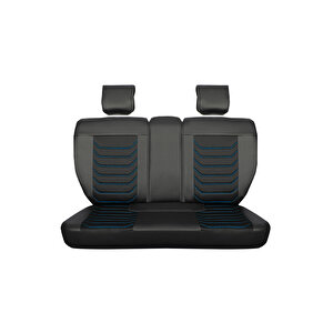 Seat Cordoba Uyumlu Lüx Deri Oto Koltuk Kılıfı Ön Arka Takım Anka Si̇yah Mavi̇