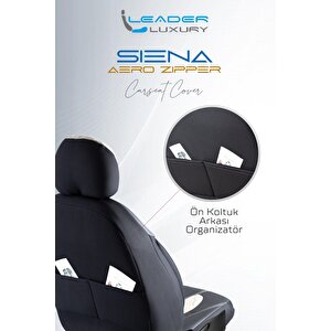Hyundai İ10 Uyumlu Lüx Yarı Deri Oto Koltuk Kılıfı Ön Arka Takım Yeni Siena Bej Si̇yah