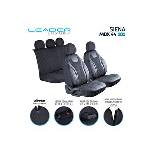 Dacia Sandero 2022 Uyumlu Lüx Yarı Deri Oto Koltuk Kılıfı Ön Arka Takım Yeni Siena Si̇yah Beyaz