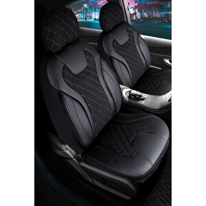 Chevrolet Cruze Sedan Uyumlu Lüx Yarı Deri Oto Koltuk Kılıfı Ön Arka Takım Yeni Siena Si̇yah Beyaz