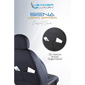 Hyundai Elantra Uyumlu Lüx Yarı Deri Oto Koltuk Kılıfı Ön Arka Takım Yeni Siena Si̇yah Beyaz