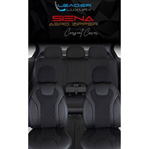 Hyundai Accent Blue Uyumlu Lüx Yarı Deri Oto Koltuk Kılıfı Ön Arka Takım Yeni Siena Si̇yah Siyah