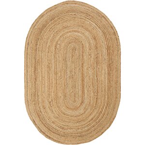 Vime 01e Natural Oval Jüt Halı Yolluk El Dokuma Jüt Kilim Hasır Halı Dekor Halı Bohem Halı 140x200 cm