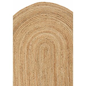 Vime 01e Natural Oval Jüt Halı Yolluk El Dokuma Jüt Kilim Hasır Halı Dekor Halı Bohem Halı 140x200 cm