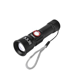 Polis Fener Usb Şarzlı El Feneri Uzun Menzilli Zomlu Acil Durum Feneri Alüminyum Gövde 1000 Lümen-pt4060