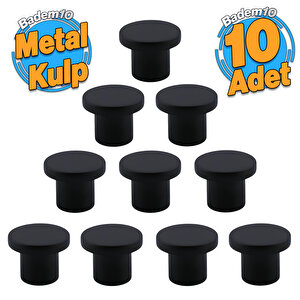 10 Adet Açelya Siyah Metal Kulp Düğme Tek Vidalı Çekmece Mutfak Mobilya Dolabı Dolap Kulpu Kulbu