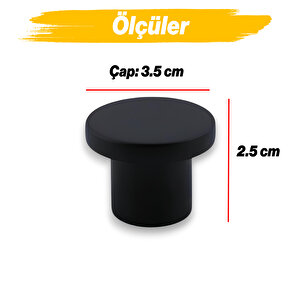 10 Adet Açelya Siyah Metal Kulp Düğme Tek Vidalı Çekmece Mutfak Mobilya Dolabı Dolap Kulpu Kulbu