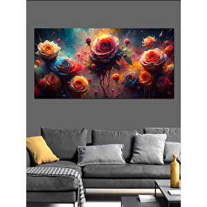 Kanvas Tablo Kırmızı Güllerin Işıltısı 70x140 cm