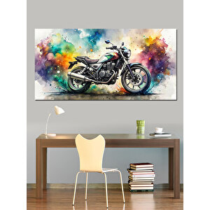 Kanvas Tablo Renkli Sanatsal Motosiklet 70x140 cm