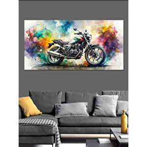 Kanvas Tablo Renkli Sanatsal Motosiklet 70x140 cm