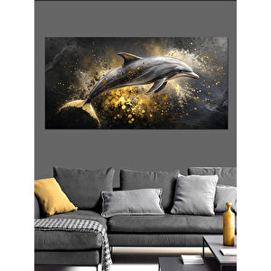 Kanvas Tablo Sıçrayan Altın Yunus 50x100 cm