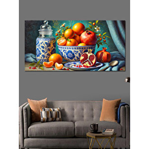 Kanvas Tablo Renkli Nar Ve Meyve Sofrası 50x100 cm