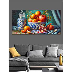 Kanvas Tablo Renkli Nar Ve Meyve Sofrası 50x100 cm