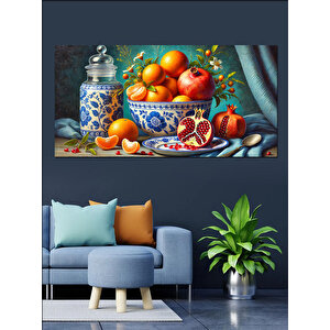 Kanvas Tablo Renkli Nar Ve Meyve Sofrası 50x100 cm