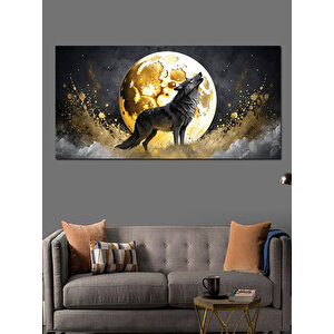 Kanvas Tablo Ayışığında Kurt Silueti 70x140 cm