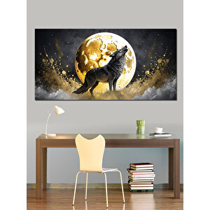Kanvas Tablo Ayışığında Kurt Silueti 70x140 cm