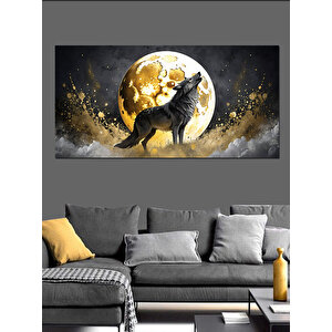 Kanvas Tablo Ayışığında Kurt Silueti 70x140 cm