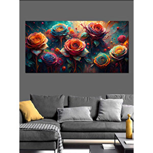 Kanvas Tablo Renkli Gül Bahçesi 70x140 cm
