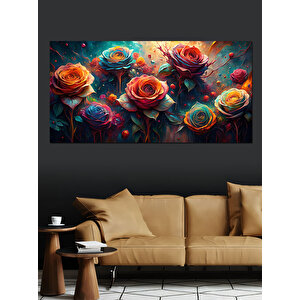 Kanvas Tablo Renkli Gül Bahçesi 70x140 cm