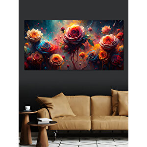 Kanvas Tablo Kırmızı Güllerin Işıltısı 50x100 cm