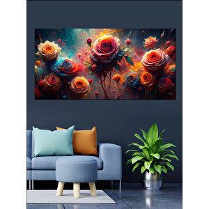 Kanvas Tablo Kırmızı Güllerin Işıltısı 50x100 cm