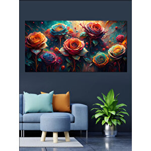 Kanvas Tablo Renkli Gül Bahçesi 50x100 cm