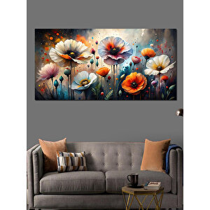 Kanvas Tablo Renkli Gelincik Çiçekleri 50x100 cm