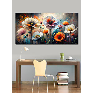 Kanvas Tablo Renkli Gelincik Çiçekleri 50x100 cm