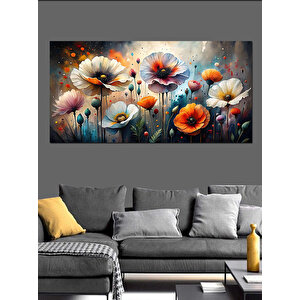 Kanvas Tablo Renkli Gelincik Çiçekleri 50x100 cm