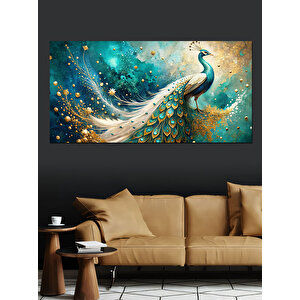 Kanvas Tablo Altın Tüyleriyle Zarif Tavus Kuşu 70x140 cm