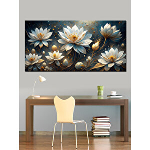 Kanvas Tablo Beyaz Lotus Çiçekleri 50x100 cm