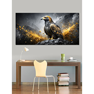 Kanvas Tablo Altın Tüyleriyle Kartal 50x100 cm