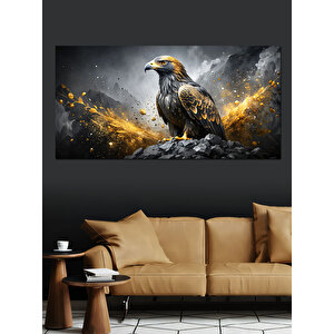 Kanvas Tablo Altın Tüyleriyle Kartal 50x100 cm