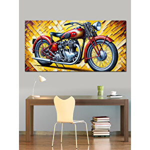 Kanvas Tablo Alevli Kırmızı Motosiklet 50x100 cm
