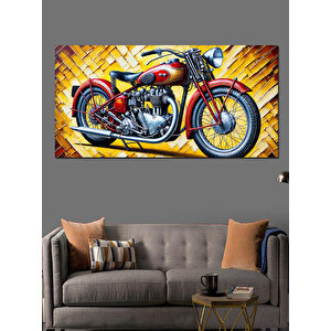 Kanvas Tablo Alevli Kırmızı Motosiklet 50x100 cm