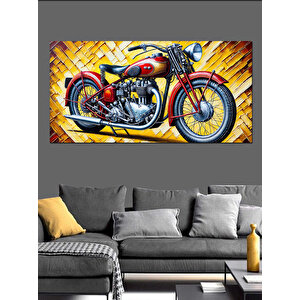 Kanvas Tablo Alevli Kırmızı Motosiklet