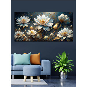 Kanvas Tablo Beyaz Lotus Çiçekleri 70x140 cm