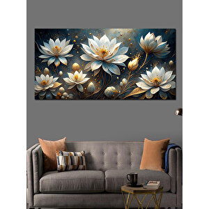 Kanvas Tablo Beyaz Lotus Çiçekleri 70x140 cm