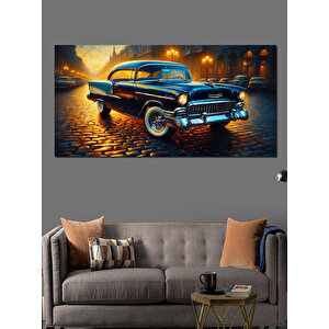 Kanvas Tablo Gece Işıklarında Klasik Araba 70x140 cm