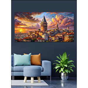 Kanvas Tablo Galata Kulesi Gün Batımı 70x140 cm