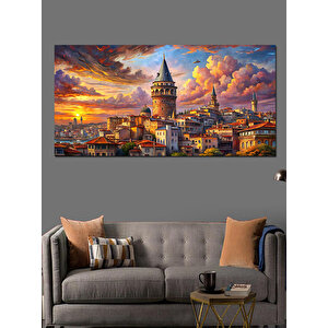 Kanvas Tablo Galata Kulesi Gün Batımı 70x140 cm