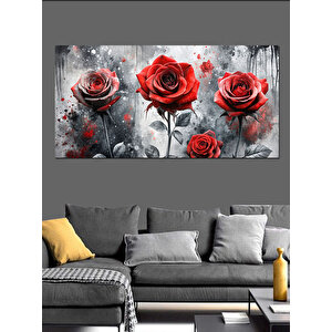 Kanvas Tablo Tutkulu Kırmızı Güller 70x140 cm