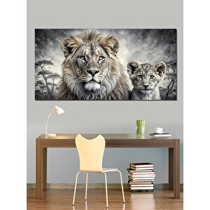 Kanvas Tablo Aslan Ve Yavrusu 50x100 cm