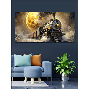 Kanvas Tablo Altın Buharlı Tren 50x100 cm