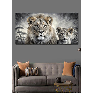 Kanvas Tablo Aslan Ve Yavrusu 70x140 cm