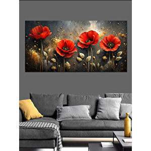 Kanvas Tablo Kırmızı Gelincik Çiçekleri 50x100 cm
