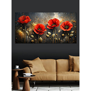 Kanvas Tablo Kırmızı Gelincik Çiçekleri 50x100 cm