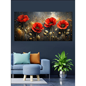 Kanvas Tablo Kırmızı Gelincik Çiçekleri 50x100 cm