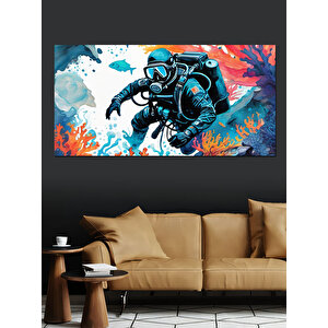 Kanvas Tablo Denizin Derinliklerinde Dalgıç 70x140 cm